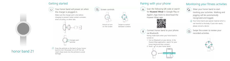 Page 1 of the manual User Manual Honor Band Z1