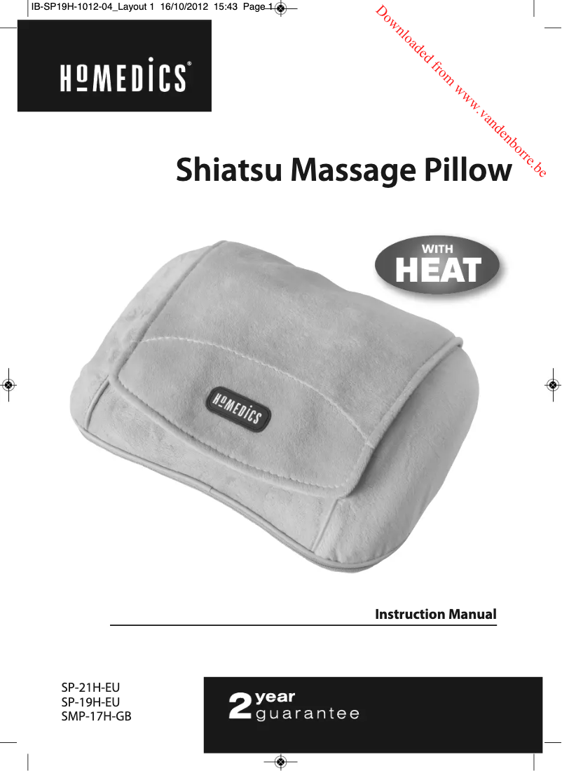 Page n°1 - Manuel utilisateur Homedics SP-21HC