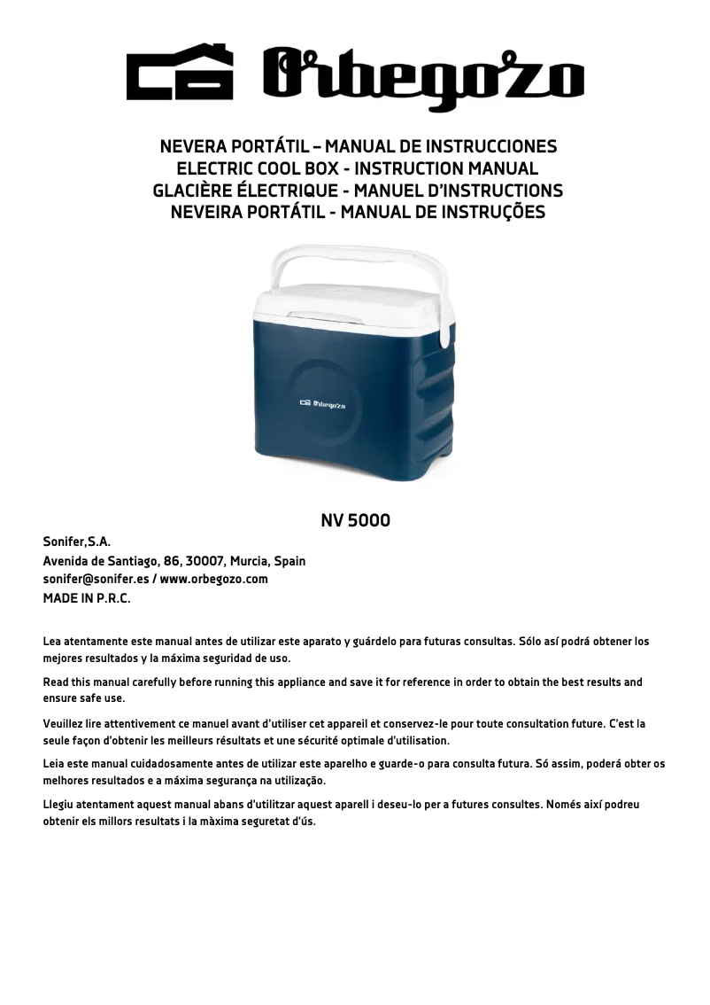 Page n°1 - Manuel utilisateur Orbegozo NV 5000