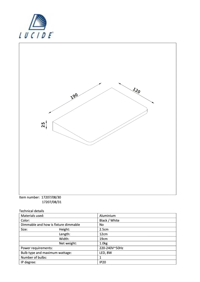 Page 1 de la notice Manuel utilisateur Lucide Boro