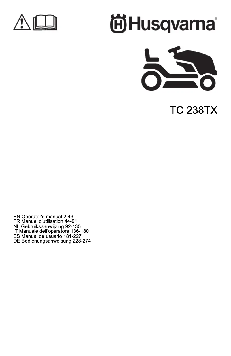 Page 1 de la notice Manuel utilisateur Husqvarna TC238TX