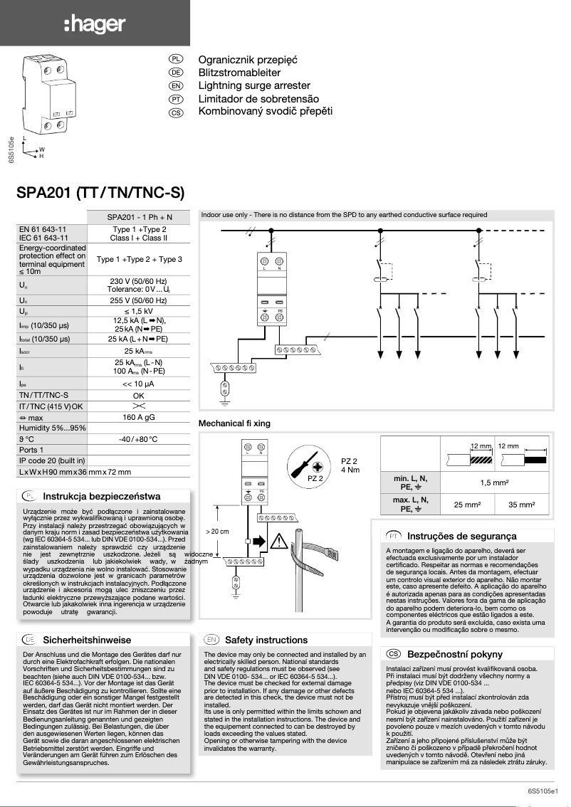 Page 1 of the manual User Manual Hager SPA201