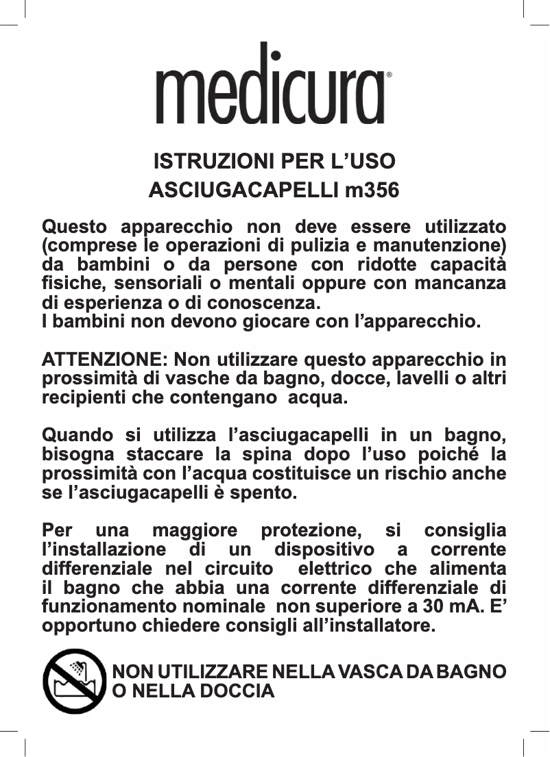 Page n°1 - Manuel utilisateur Medicura M356