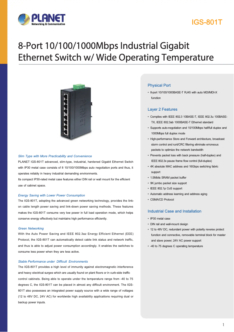 Image de la première page du manuel de l'appareil IGS-801T