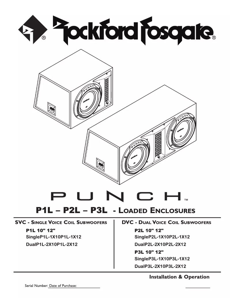 Page 1 de la notice Manuel utilisateur Rockford Fosgate Punch P3L-2X12