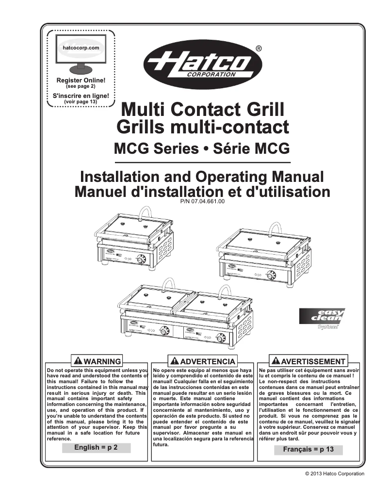 Image de la première page du manuel de l'appareil MCG20G