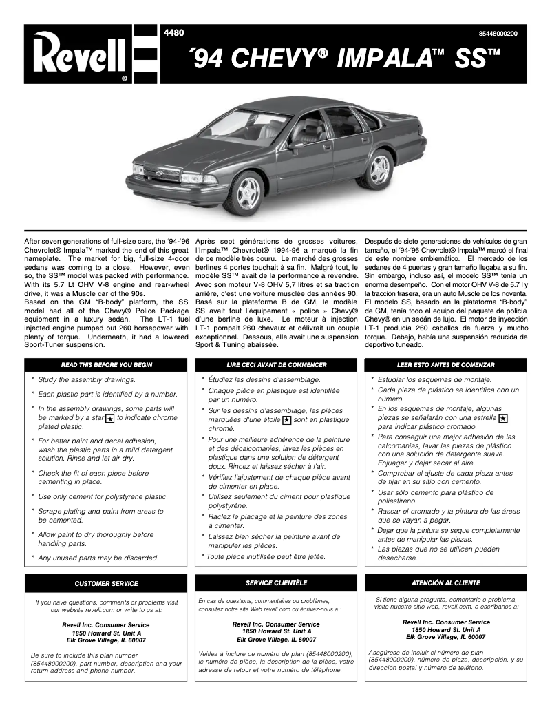 Page n°1 - Manuel utilisateur Revell '94 Chevy Impala SS