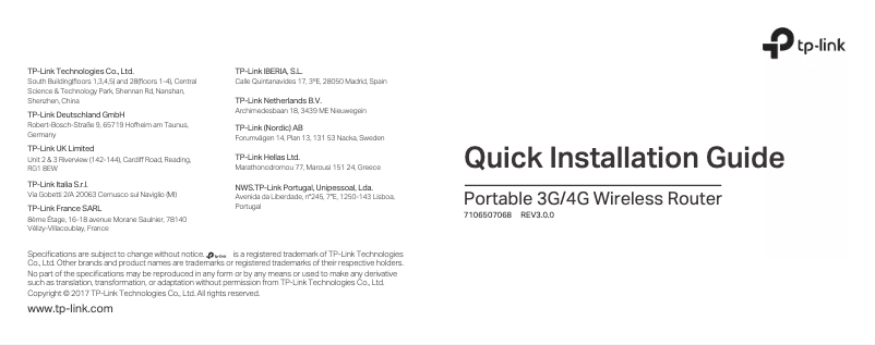 Page n°1 - Manuel utilisateur TP-Link TL-MR3020