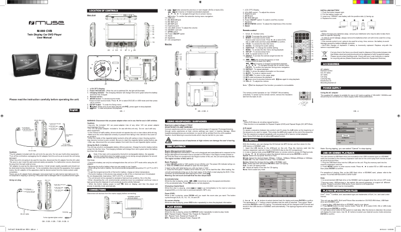 Page n°1 - Manuel utilisateur Muse M-980CVB