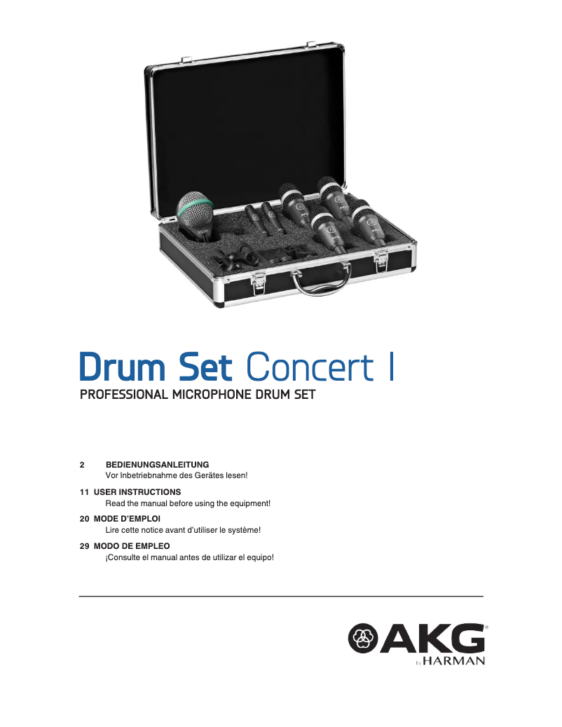 Page n°1 - Manuel utilisateur AKG Drum Set Concert I