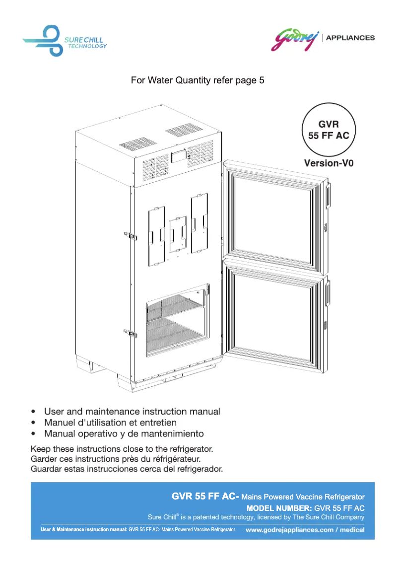 Page 1 de la notice Manuel utilisateur Godrej GVR 55 FF AC