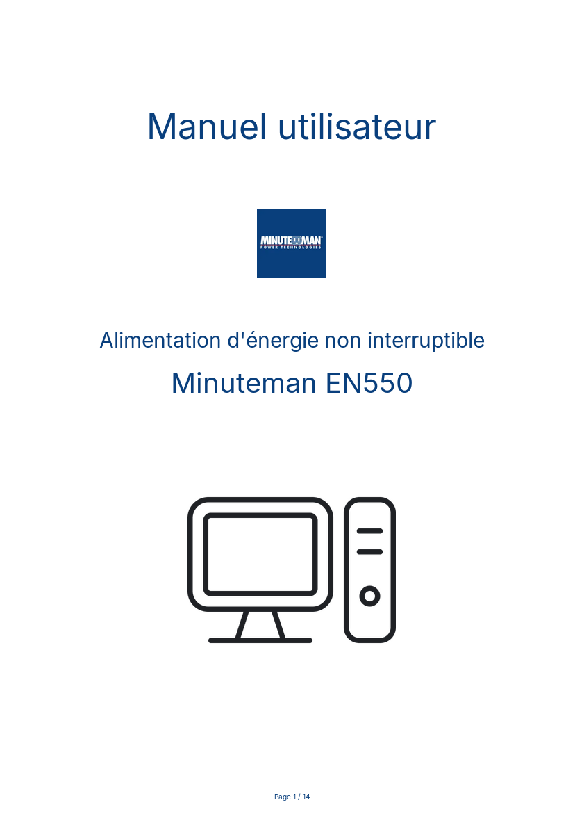 Page n°1 - Manuel utilisateur Minuteman EN550