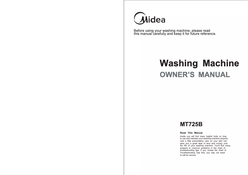 Page 1 de la notice Manuel utilisateur Midea MT860S