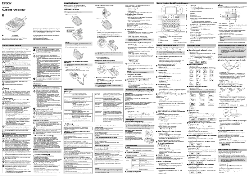 Page 1 de la notice Manuel utilisateur Epson LabelWorks LW-400
