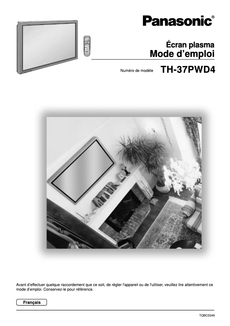 Image de la première page du manuel de l'appareil Viera TH-37PWD4EX