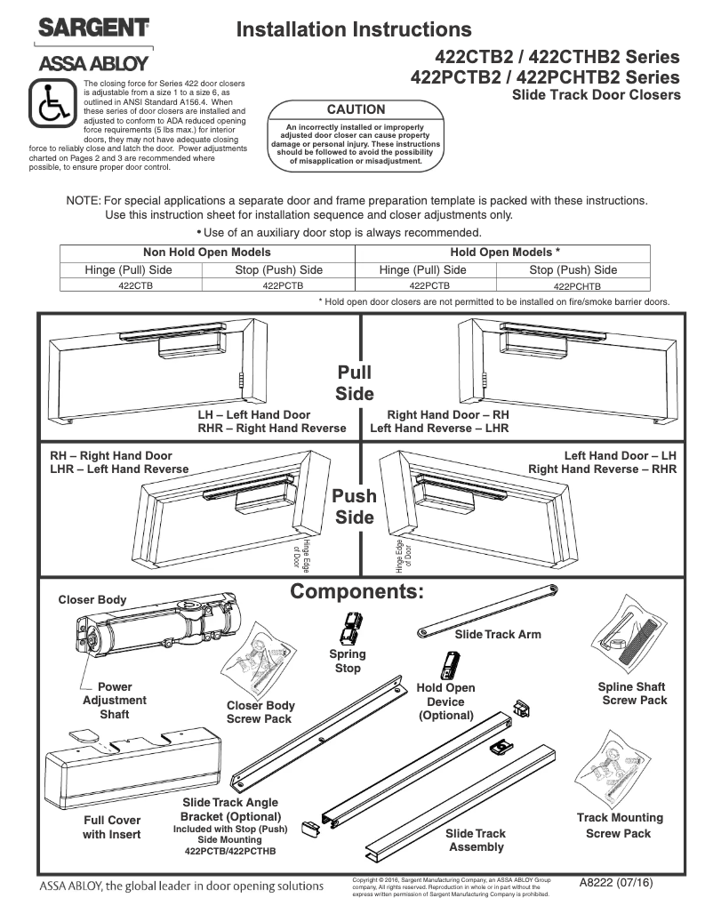 Imagen de la primera página del manual del dispositivo 422 Cam Action