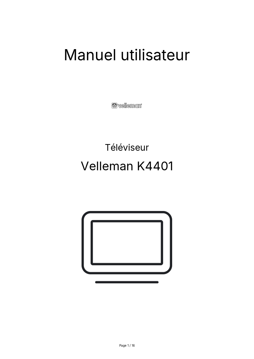 Page n°1 - Manuel utilisateur Velleman K4401