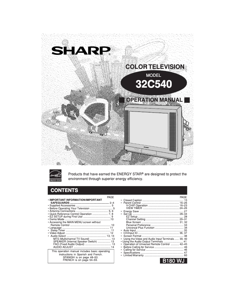 Page n°1 - Manuel utilisateur Sharp 32C540