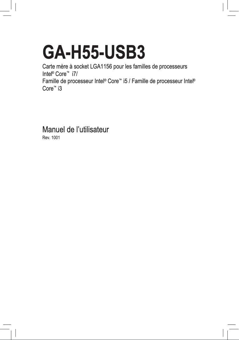 Page n°1 - Manuel utilisateur Gigabyte GA-H55-USB3