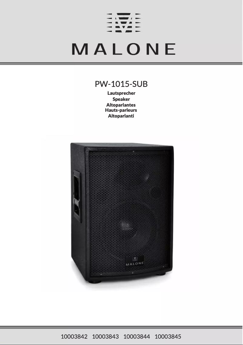 Page n°1 - Manuel utilisateur Malone PW-1015-SUB