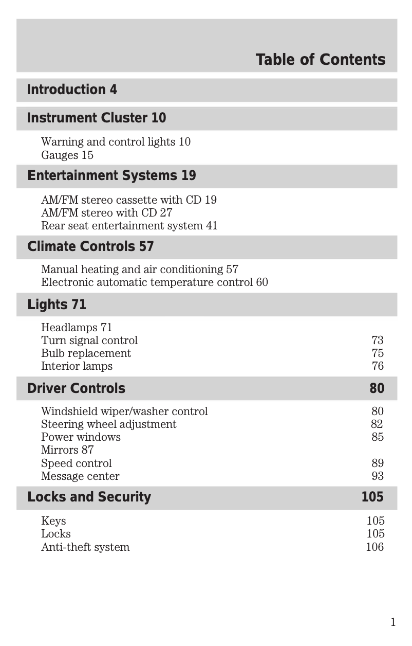 Image de la première page du manuel de l'appareil Excursion (2003)