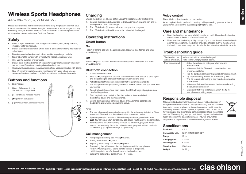 Page 1 de la notice Manuel utilisateur Exibel 953