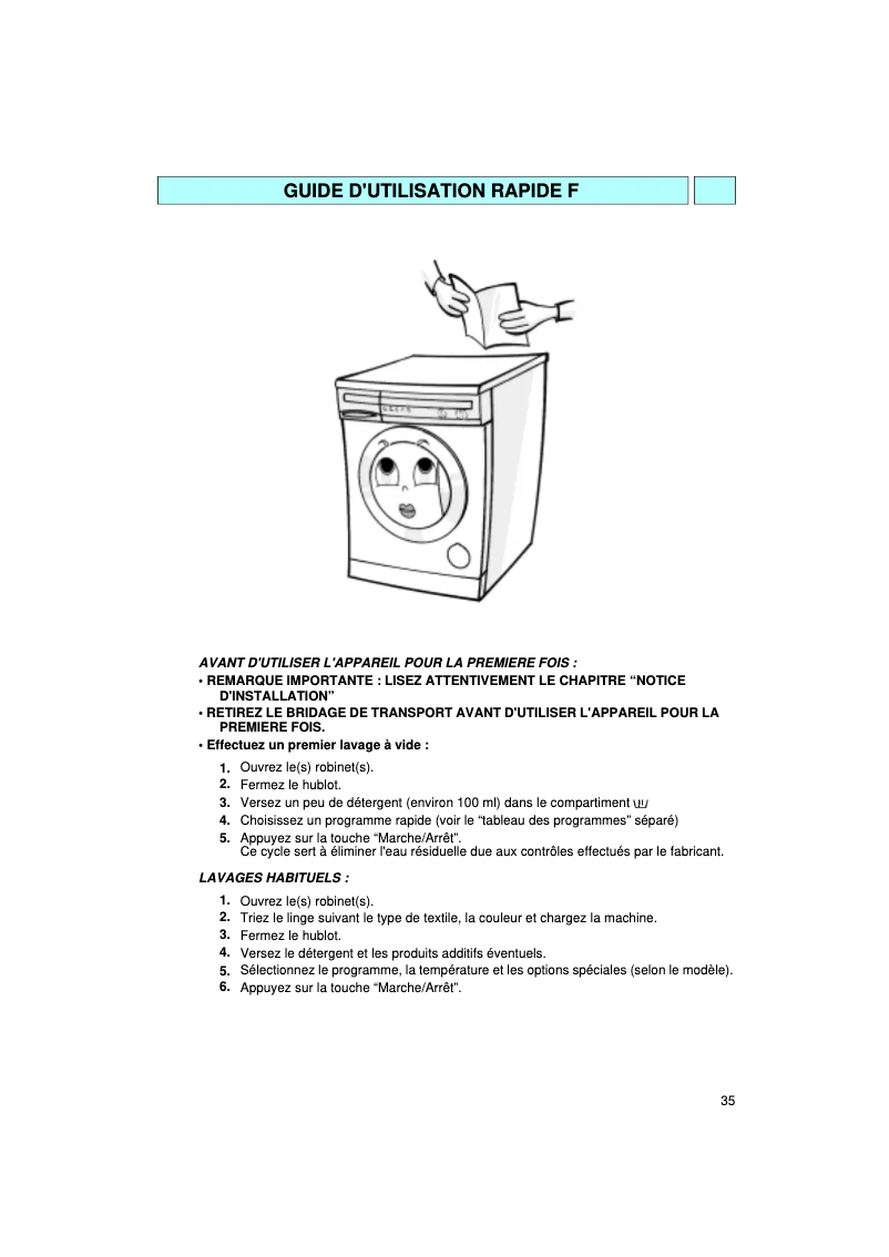 Page 1 de la notice Manuel utilisateur Whirlpool AWM 4300