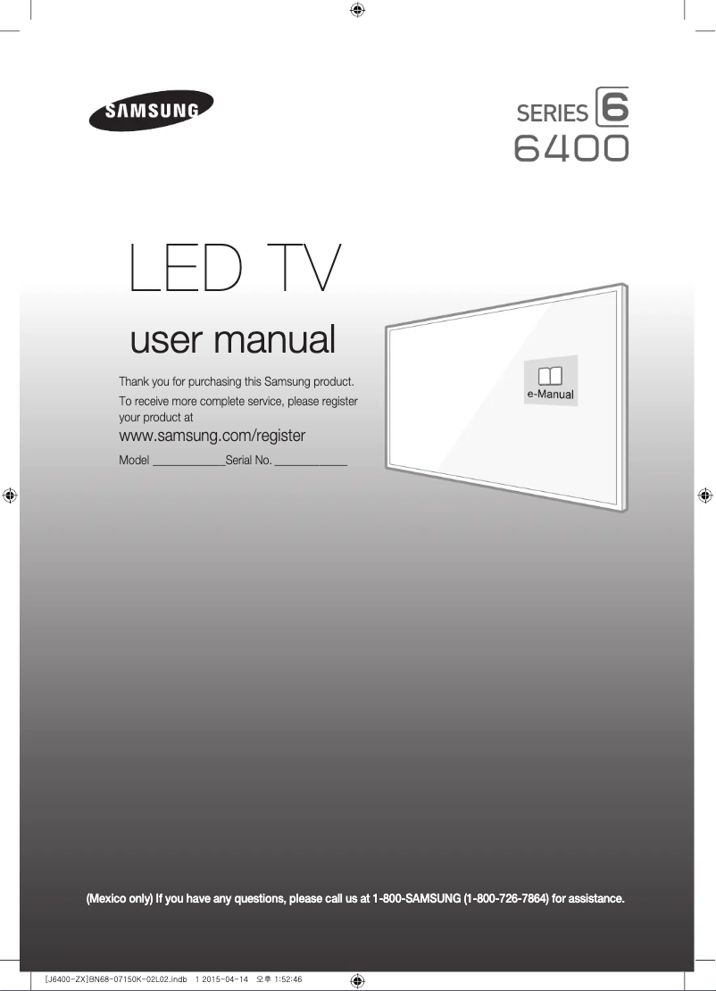 Page 1 de la notice Manuel utilisateur Samsung UN65J6400AF