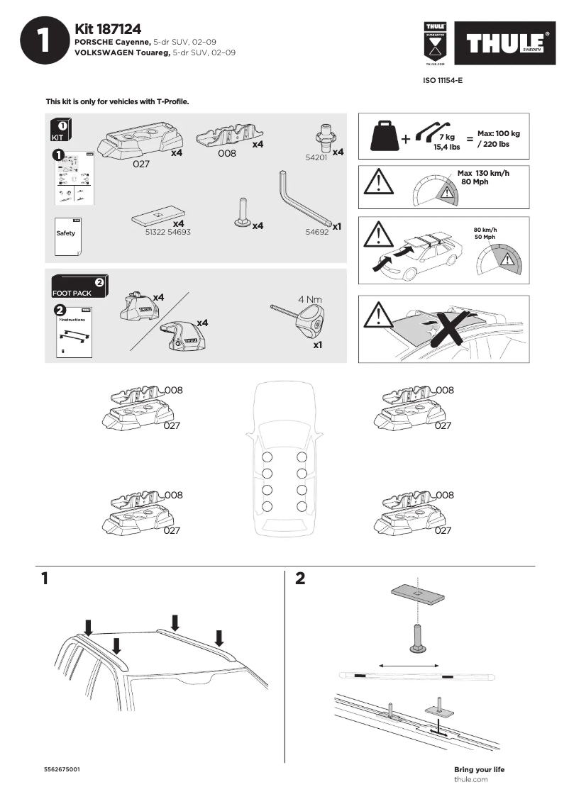 Page n°1 - Manuel utilisateur Thule Kit 187124