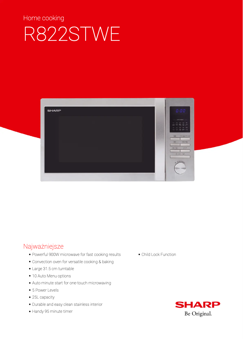 Page 1 de la notice Fiche technique Sharp R-822STWE