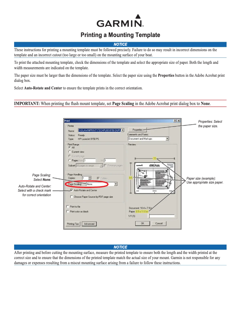 Page n°1 - Instructions / montage Garmin GPSMAP 8015 MFD
