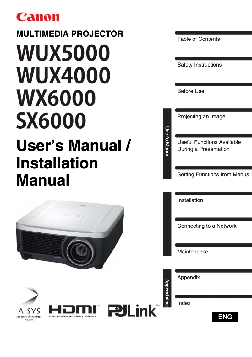 Page 1 de la notice Manuel utilisateur Canon REALiS SX6000