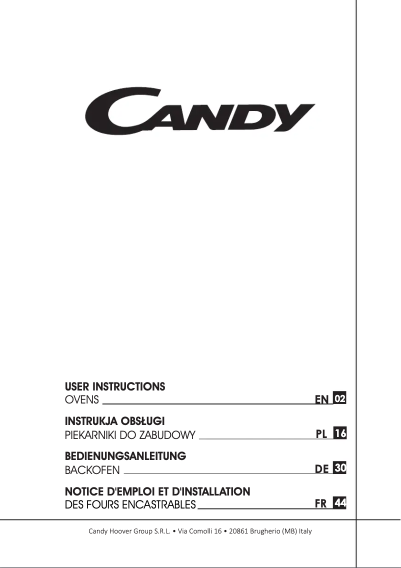 Page 1 de la notice Manuel utilisateur Candy FCT615XL