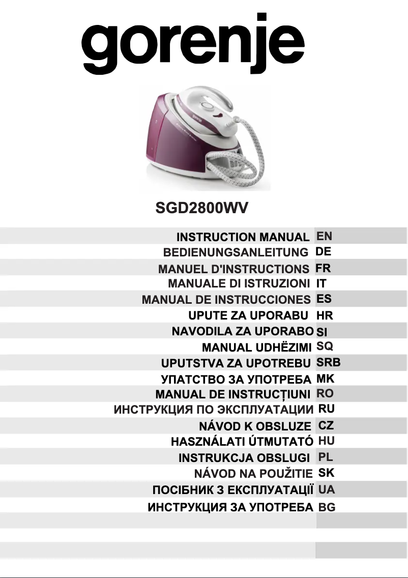 Page 1 de la notice Manuel utilisateur Gorenje SGD2800WV
