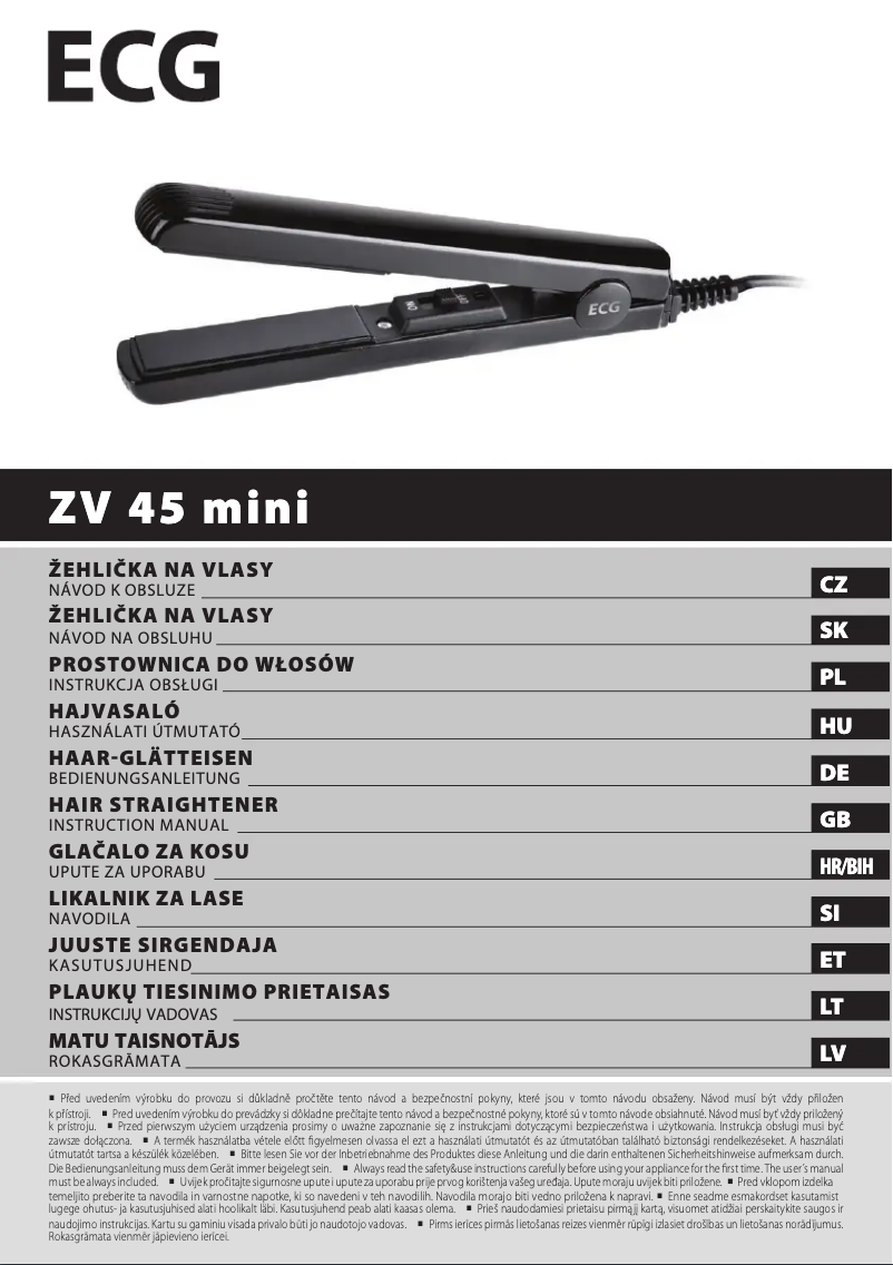 Page 1 de la notice Manuel utilisateur ECG ZV 45 Mini