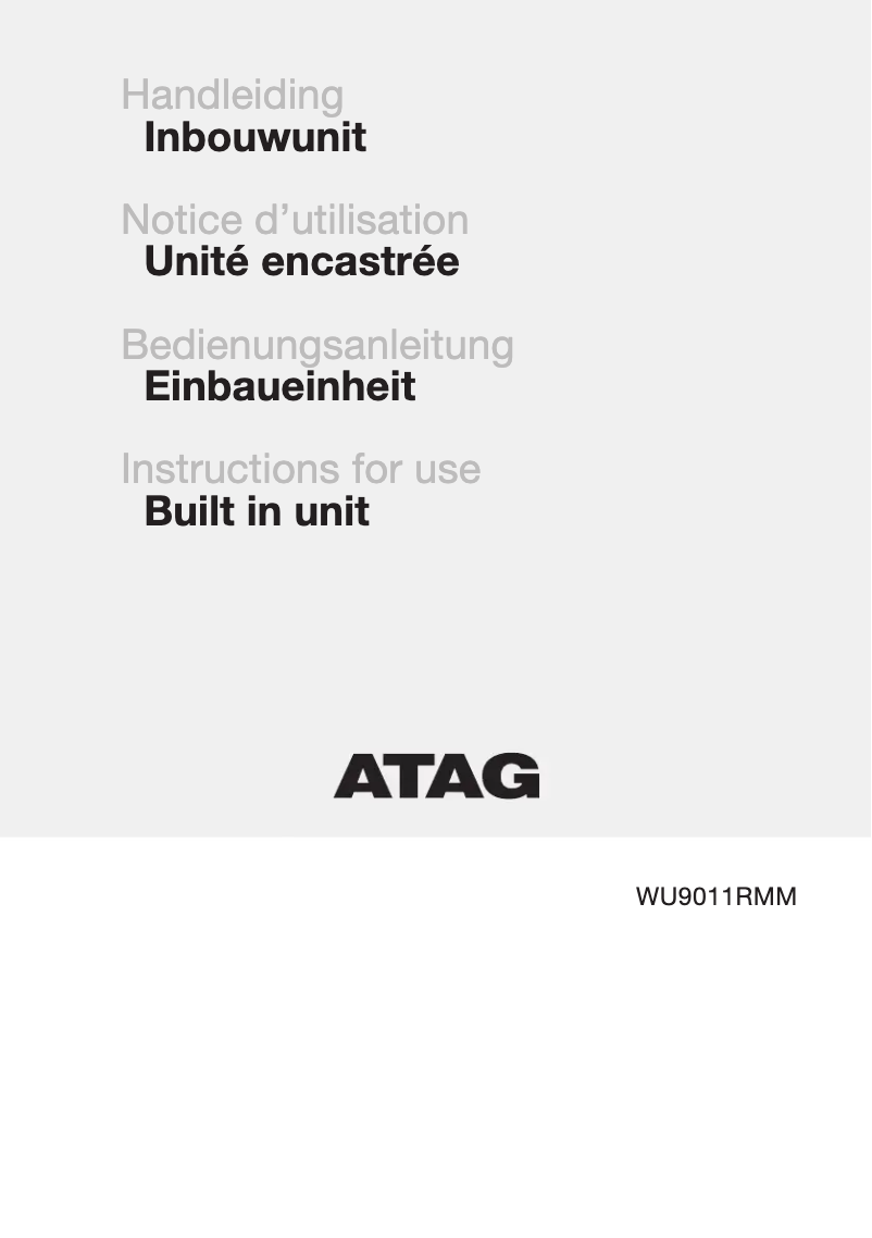 Page 1 de la notice Manuel utilisateur Atag WU9011RMM