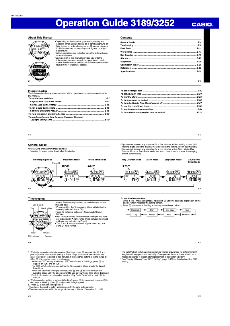 Page n°1 - Manuel utilisateur Casio Baby-G BG-169G-4BER