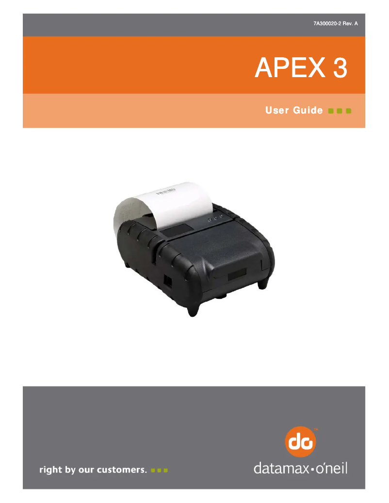 Page 1 de la notice Manuel utilisateur Datamax-O'neil Apex 3