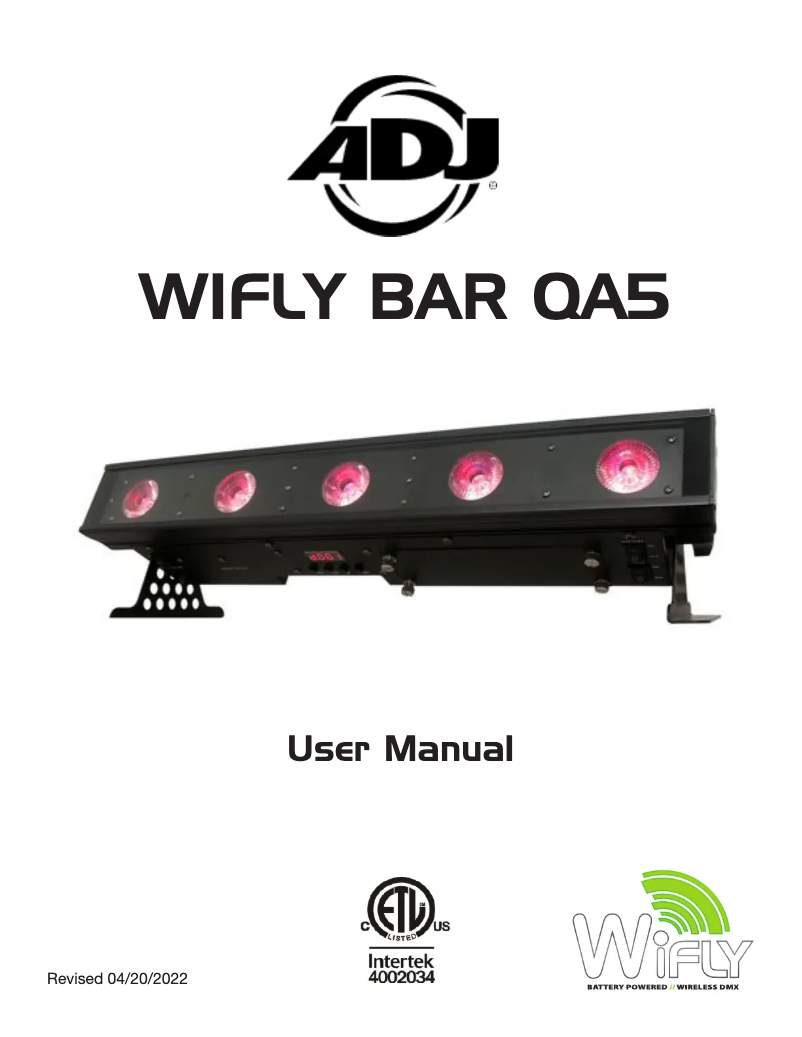 Page 1 de la notice Manuel utilisateur Adj WiFLY Bar QA5