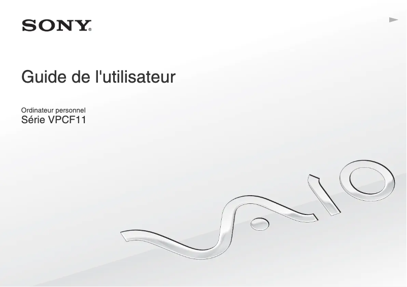 Page 1 de la notice Guide d'installation Sony Vaio VPCF119