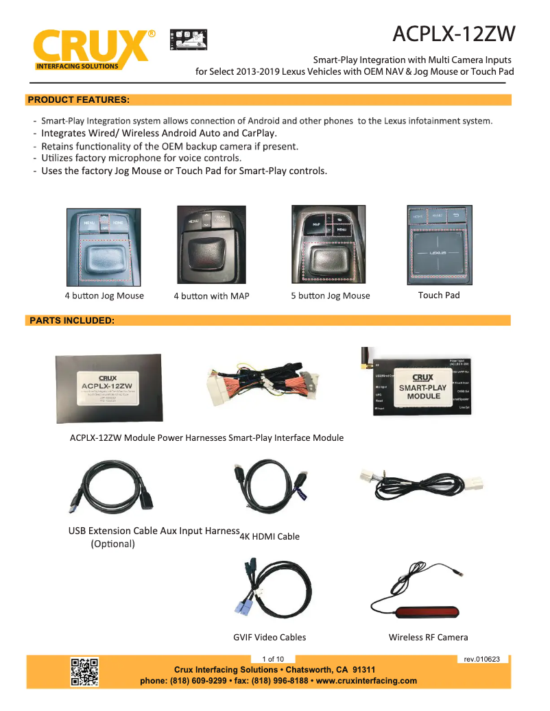 Page 1 de la notice Manuel utilisateur CRUX ACPLX-12ZW