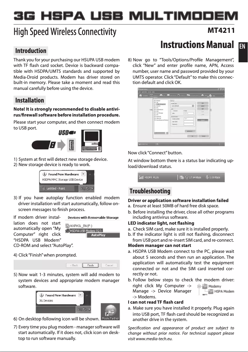Image de la première page du manuel de l'appareil MT4211