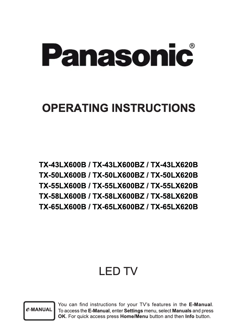 Page 1 de la notice Manuel utilisateur Panasonic Viera TX-65LX620B