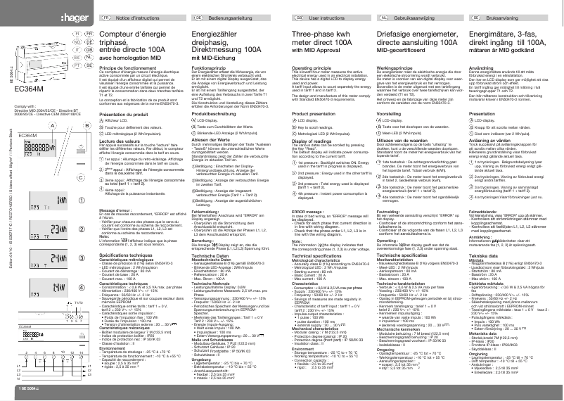 Image de la première page du manuel de l'appareil EC364M