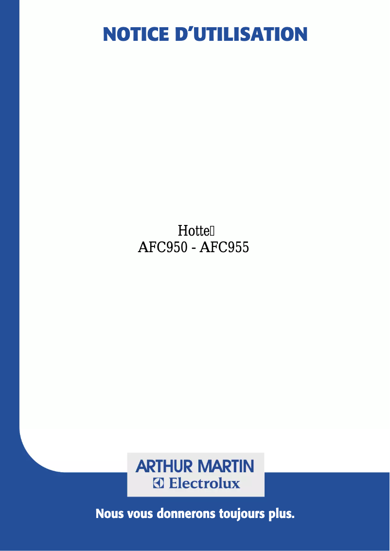 Page n°1 - Manuel utilisateur Arthur Martin-Electrolux AFC650N