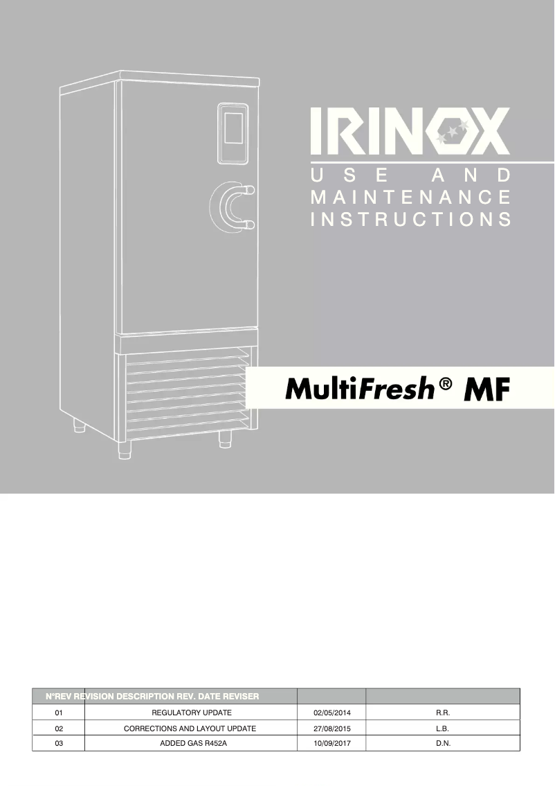Page 1 de la notice Manuel utilisateur Irinox Multifresh MF 70.1L plus
