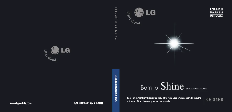 Page 1 de la notice Manuel utilisateur LG KE970