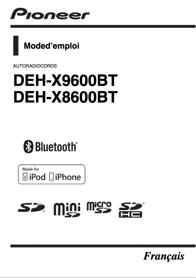Image de la première page du manuel de l'appareil DEH-X8600BT