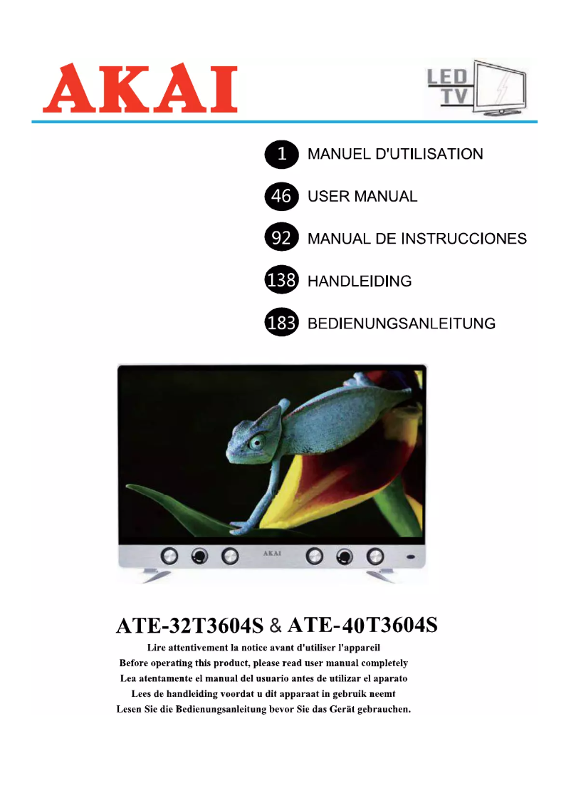 Page n°1 - Manuel utilisateur AKAI ATE-32T3604S
