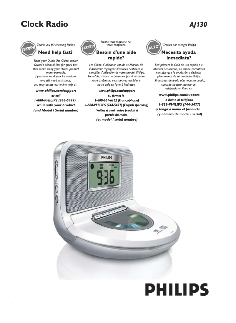 Page 1 of the manual User Manual Philips AJ130